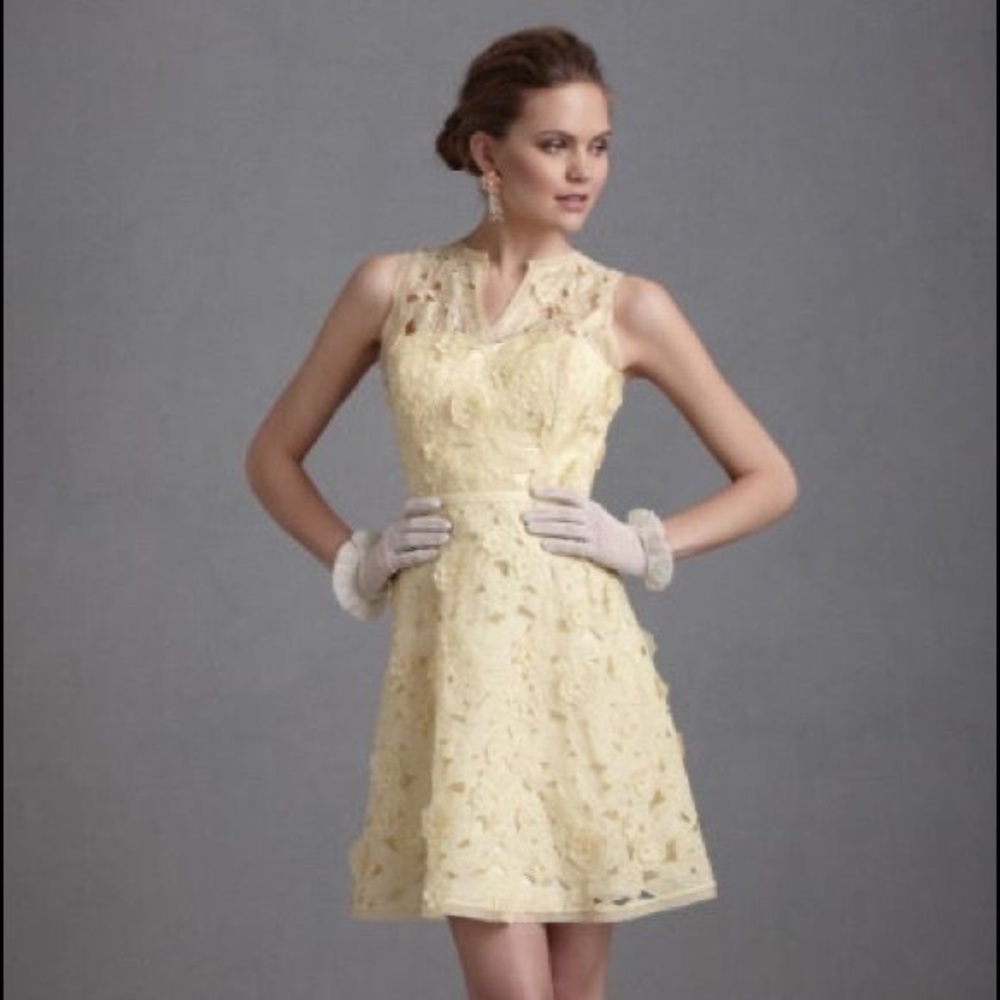 BHLDN yellow lace dress, size 8